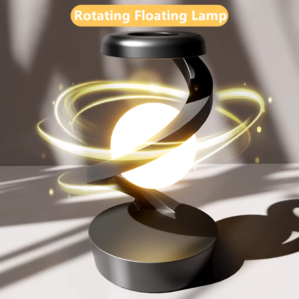 Rotatory Floating Lamp, Table Lamp, Desk Lamp with 15W Wireless Charger and Changeable Colorful Lights, Bedside Sleep Lamp