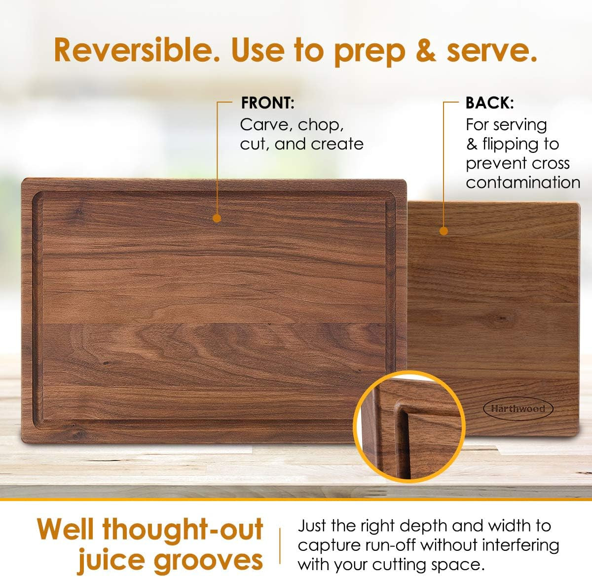 Walnut Wood Cutting Board with Juice Groove(12"X18"X1") | Genuine North American Black Walnut Prep & Serve Block Chopping & Carving | Seasoning Oil Included Gift Packaging