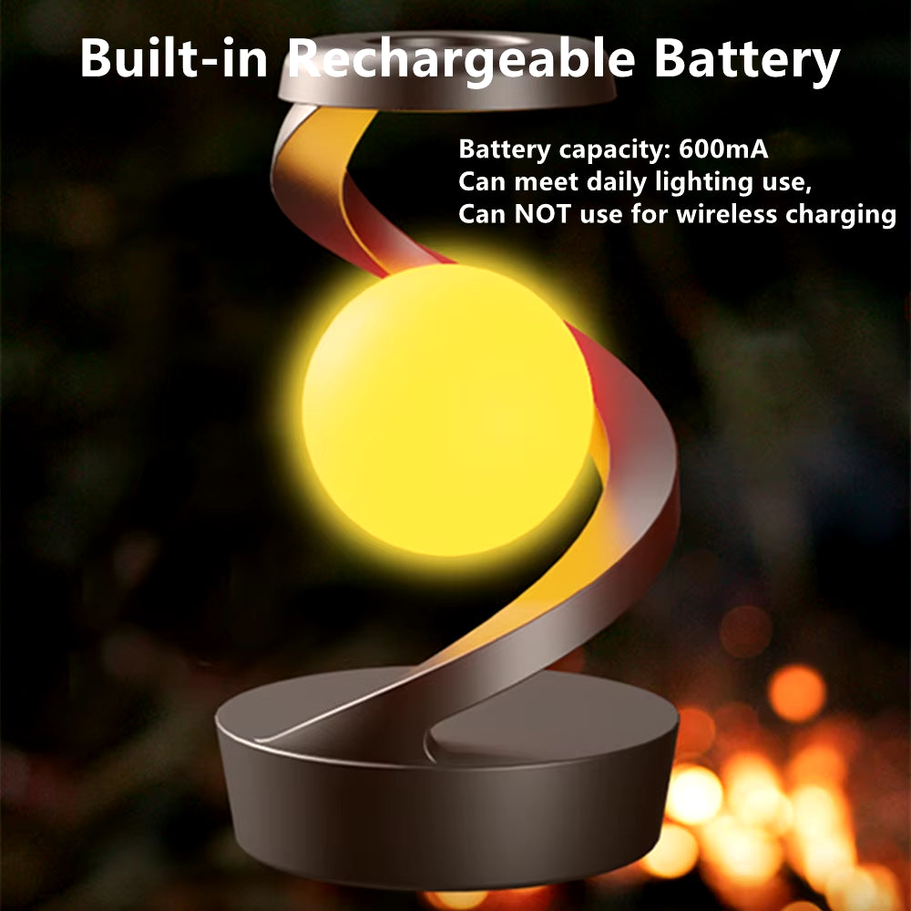 Rotatory Floating Lamp, Table Lamp, Desk Lamp with 15W Wireless Charger and Changeable Colorful Lights, Bedside Sleep Lamp