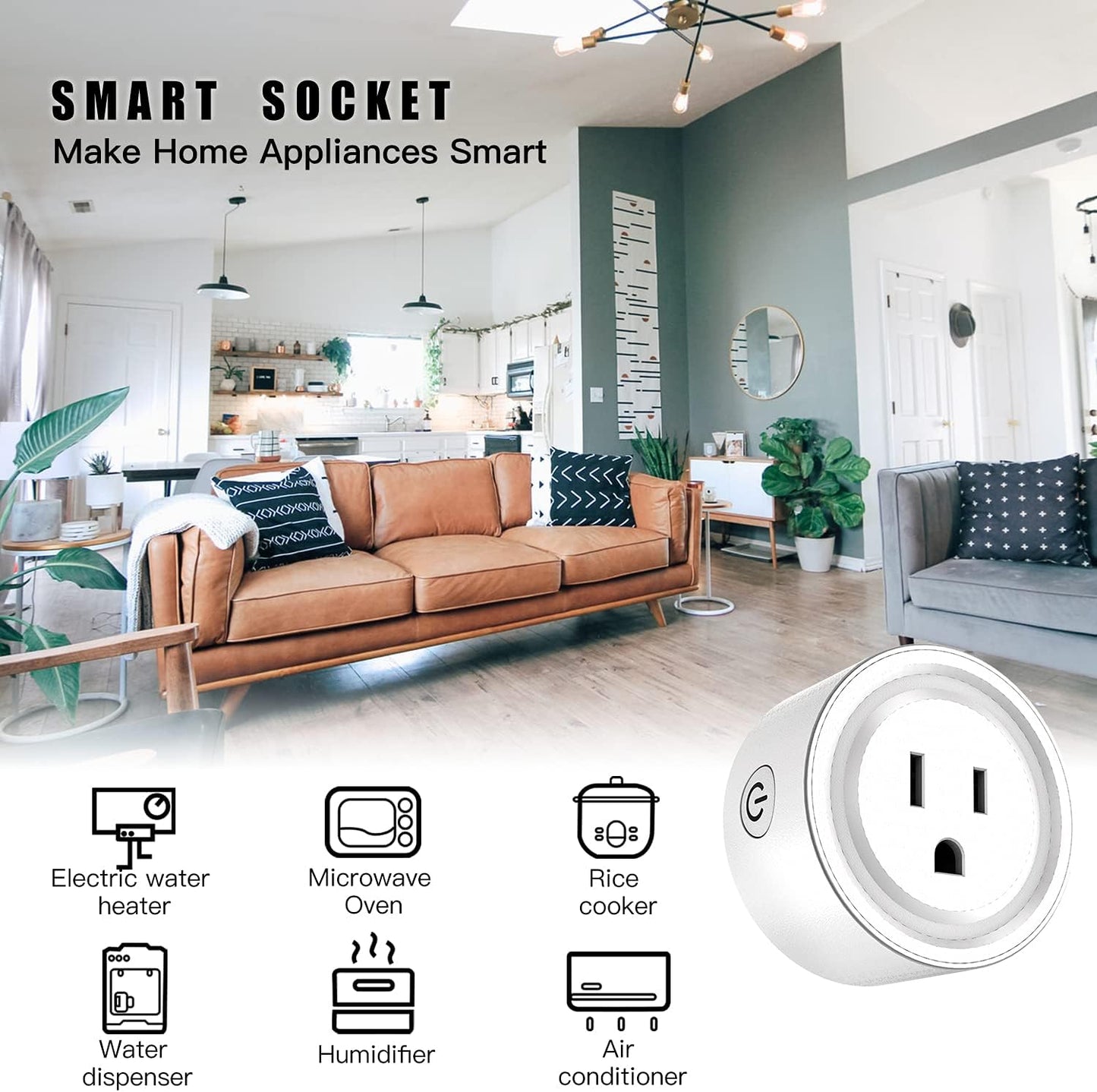 Smart Plug(10A, 100-240V), Wifi Socket Compatible with Alexa, Google Home, No Hub Required, Remote Control Your Home Appliances from Anywhere, Only Supports 2.4Ghz Network (4 Pack)
