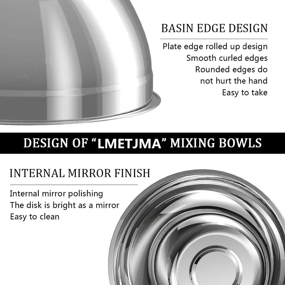 Stainless Steel Mixing Bowls Non Slip Nesting Whisking Bowls Set Kitchen Mixing Bowls for Salad Cooking Baking KC0257