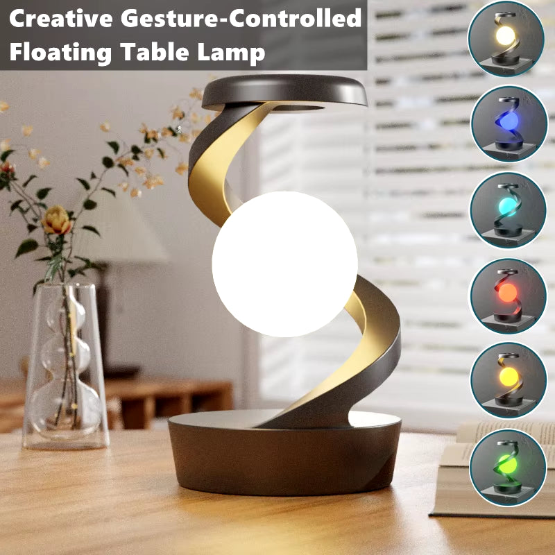 Rotatory Floating Lamp, Table Lamp, Desk Lamp with 15W Wireless Charger and Changeable Colorful Lights, Bedside Sleep Lamp