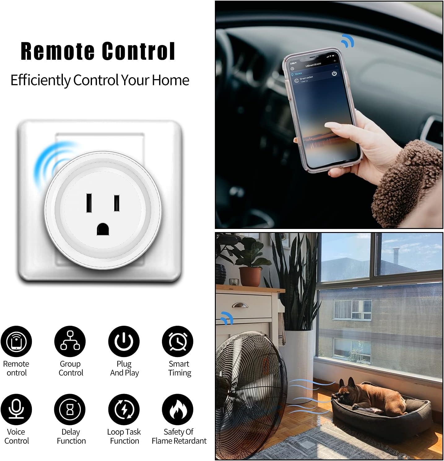Smart Plug(10A, 100-240V), Wifi Socket Compatible with Alexa, Google Home, No Hub Required, Remote Control Your Home Appliances from Anywhere, Only Supports 2.4Ghz Network (4 Pack)