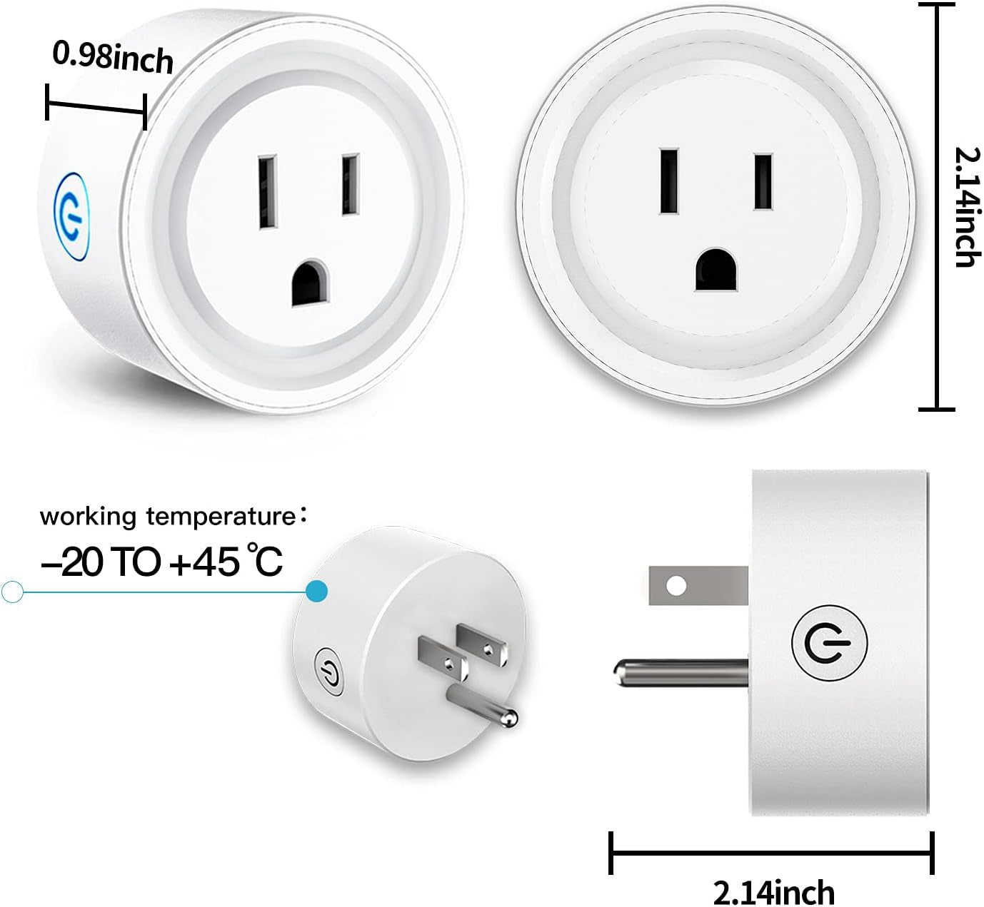 Smart Plug(10A, 100-240V), Wifi Socket Compatible with Alexa, Google Home, No Hub Required, Remote Control Your Home Appliances from Anywhere, Only Supports 2.4Ghz Network (4 Pack)