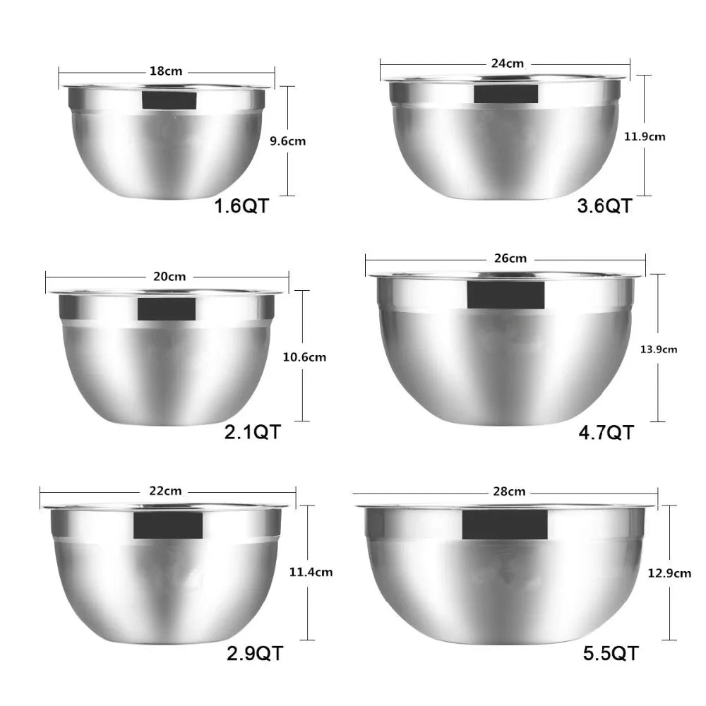 Stainless Steel Mixing Bowls Non Slip Nesting Whisking Bowls Set Kitchen Mixing Bowls for Salad Cooking Baking KC0257