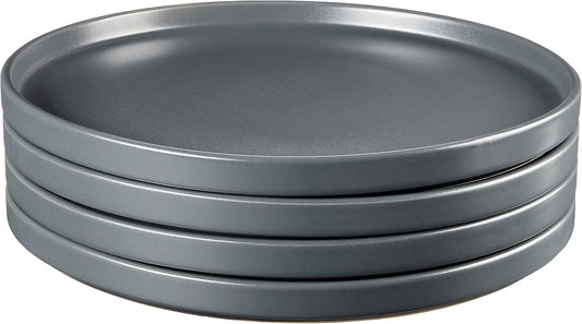 Coupe - Celina Stoneware round Dinner Plates Set, 4-Piece, Grey Matte