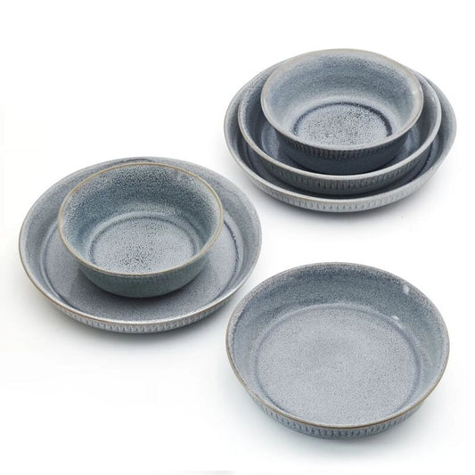 Amara 6 Piece Stoneware Dinnerware Bowl Set Gray