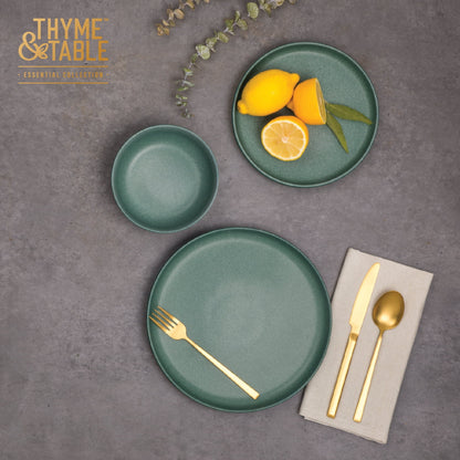 (3 Pack)  12-Piece Stoneware Dinnerware Set, Caspian Green Collection