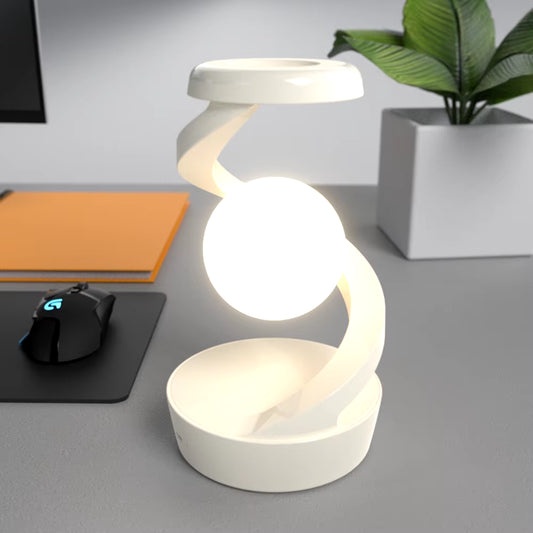 Rotatory Floating Lamp, Table Lamp, Desk Lamp with 15W Wireless Charger and Changeable Colorful Lights, Bedside Sleep Lamp