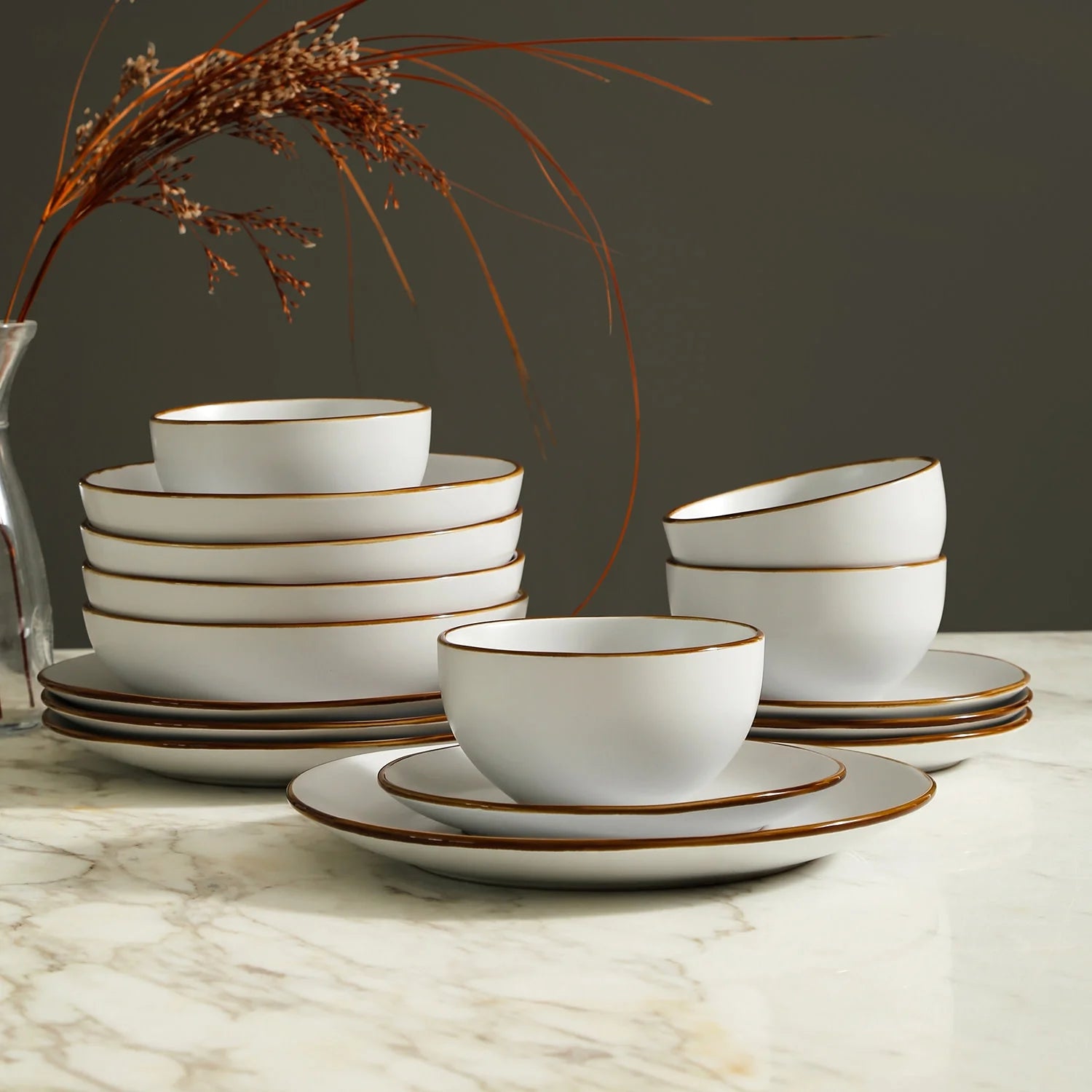 Brasa 16-Piece Dinnerware Set Stoneware, White