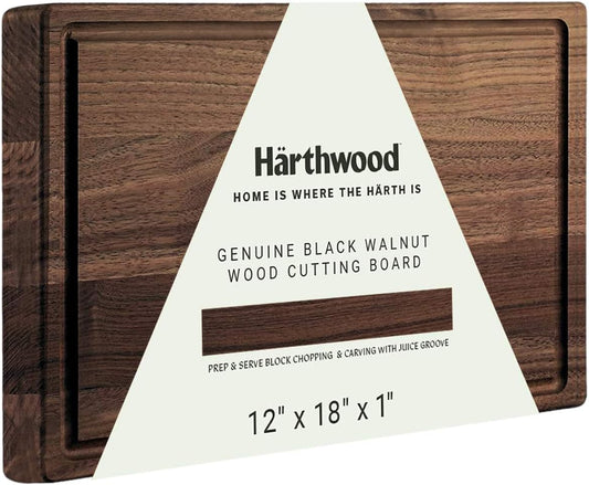 Walnut Wood Cutting Board with Juice Groove(12"X18"X1") | Genuine North American Black Walnut Prep & Serve Block Chopping & Carving | Seasoning Oil Included Gift Packaging