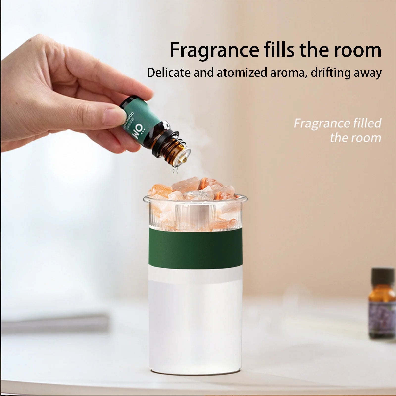Crystal Humidifier USB Essential Oil Diffuser with LED Light Small Portable Humidifier for Home and Office