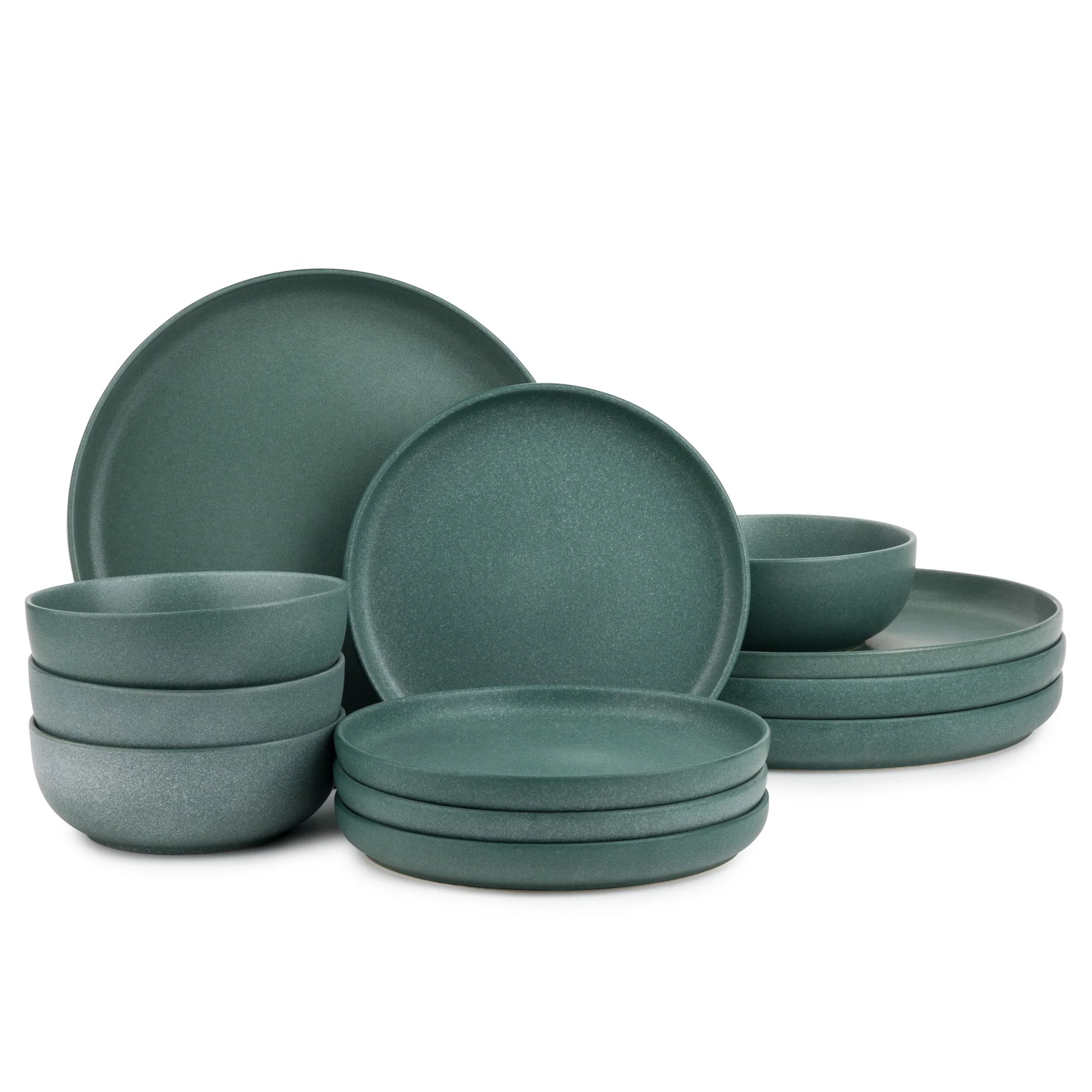 (3 Pack)  12-Piece Stoneware Dinnerware Set, Caspian Green Collection