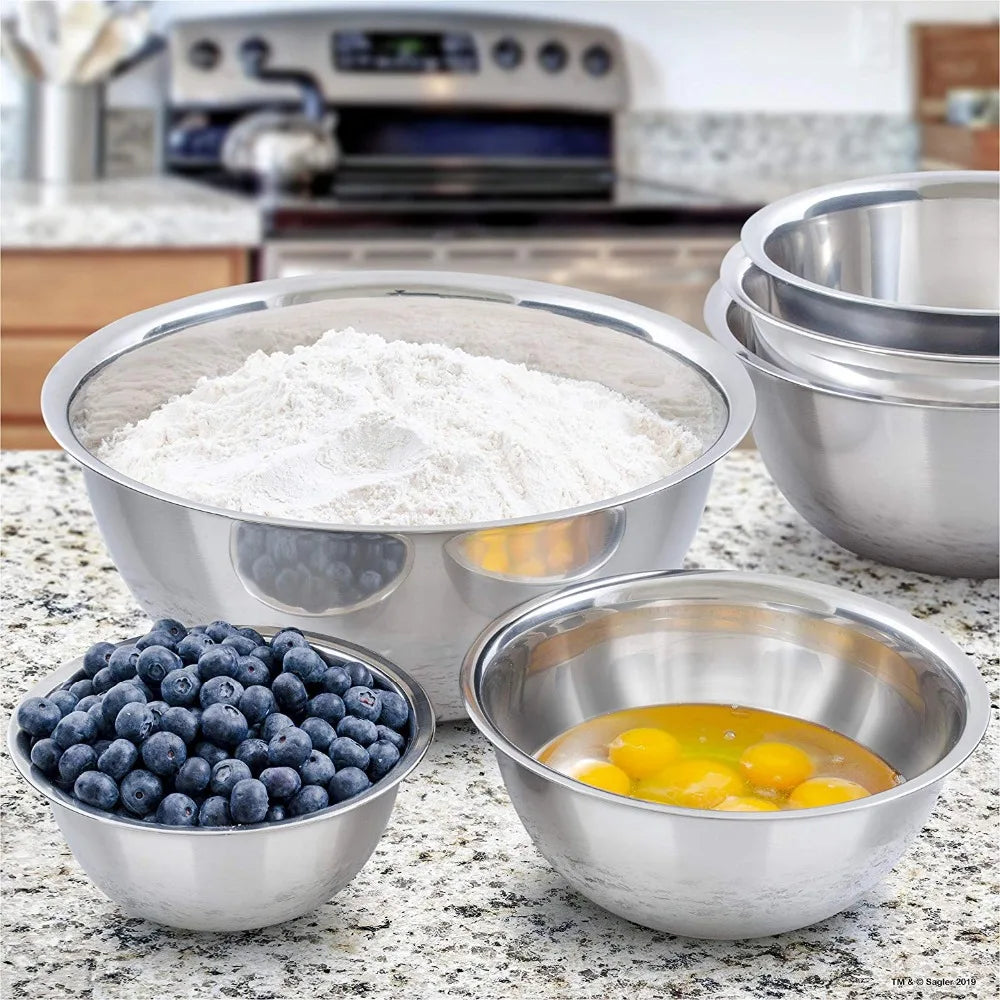 Stainless Steel Mixing Bowls Non Slip Nesting Whisking Bowls Set Kitchen Mixing Bowls for Salad Cooking Baking KC0257